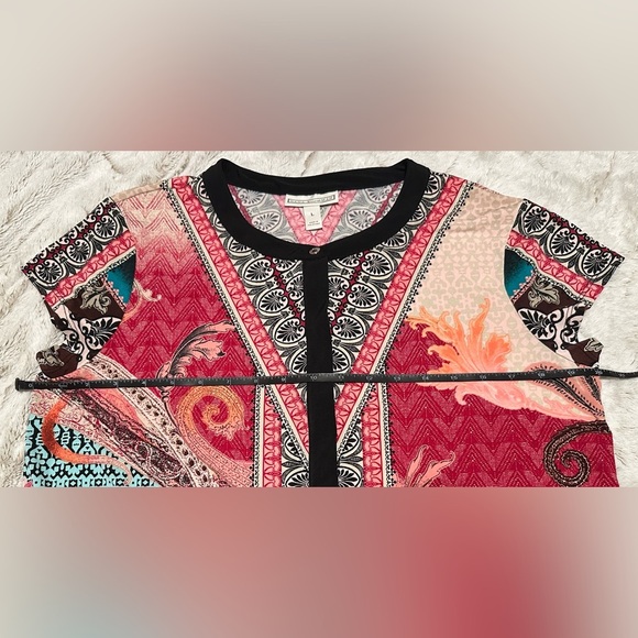 Dana Buchman Bohemian Jacquard Mandarin Collar Blouse - Picture 3 of 9